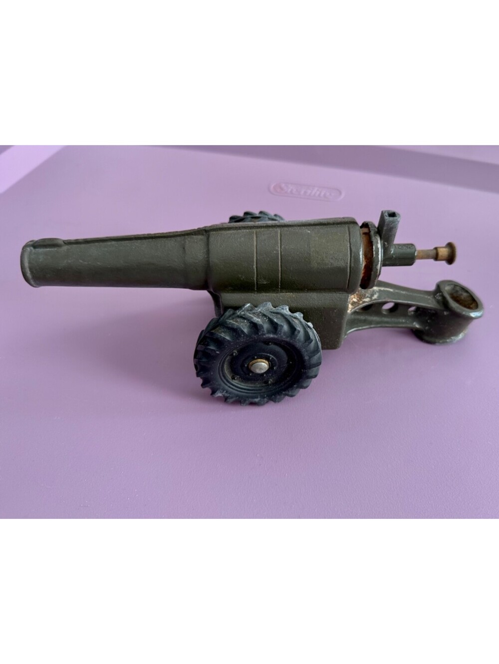 Vintage Conestoga Big Bang Cast Iron Toy Cannon Army Green Black Tires